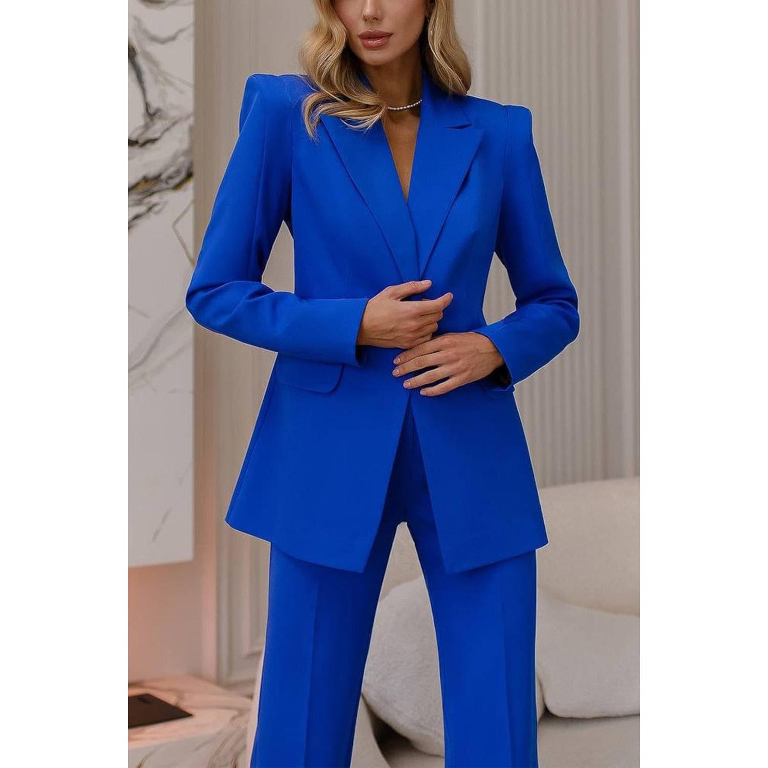 SoloveDress Royal Blue Piece Business Casual Slim Fit Women's