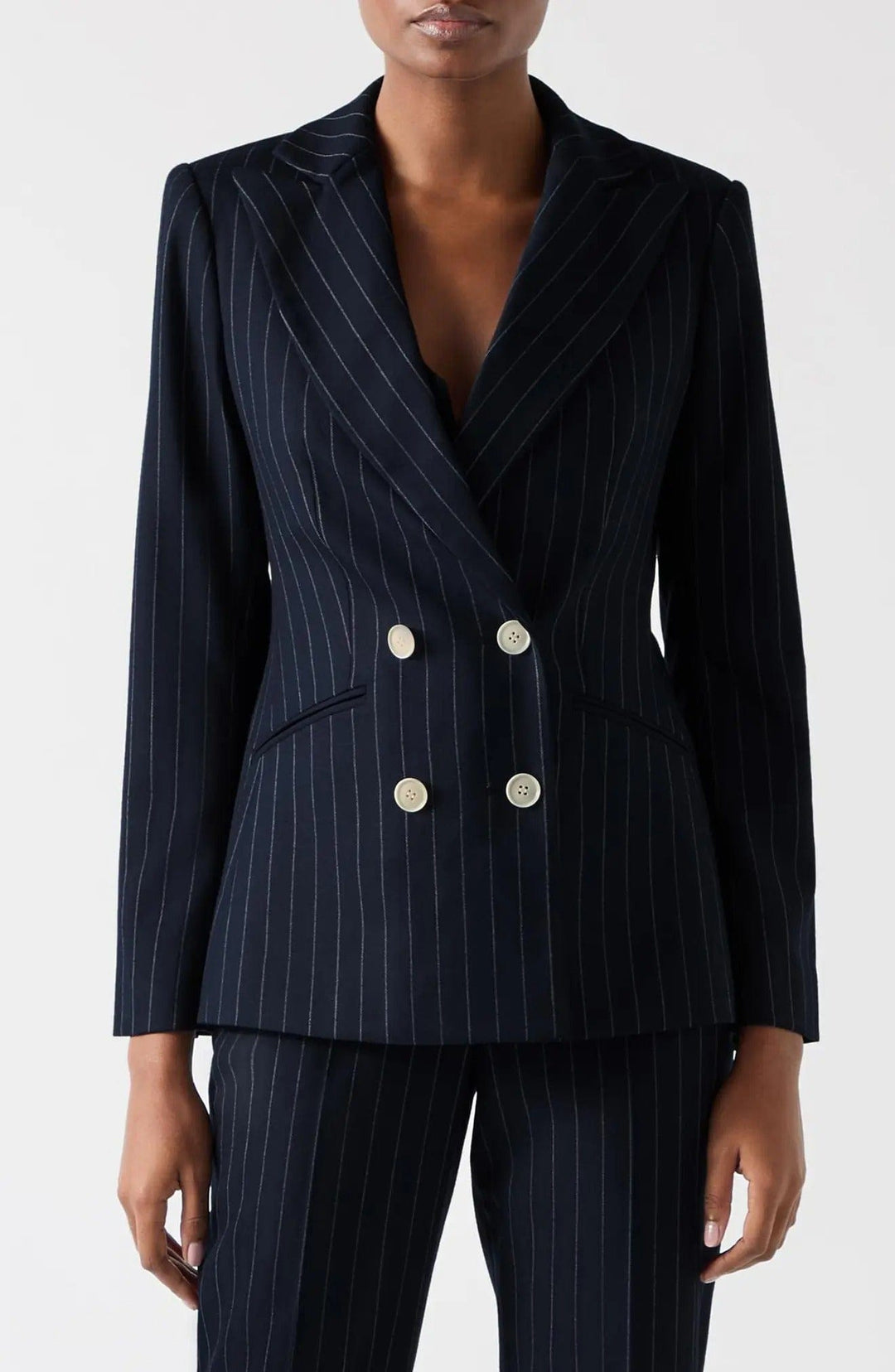 solovedress SoloveDress Navy Striped Women’s Suit Set – Blazer & Pants