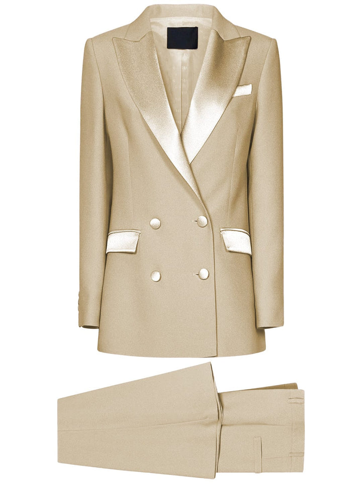 solovedress SoloveDress Women Lavender Double Breasted 2 Piece Suit with Peak Lapel