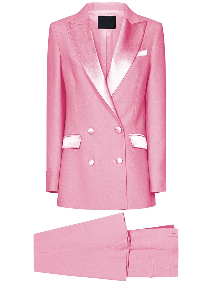 solovedress SoloveDress Women Lavender Double Breasted 2 Piece Suit with Peak Lapel