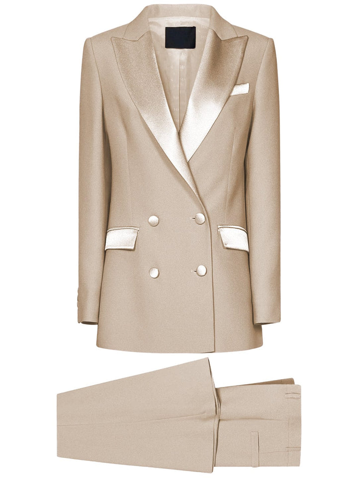 solovedress SoloveDress Women Lavender Double Breasted 2 Piece Suit with Peak Lapel