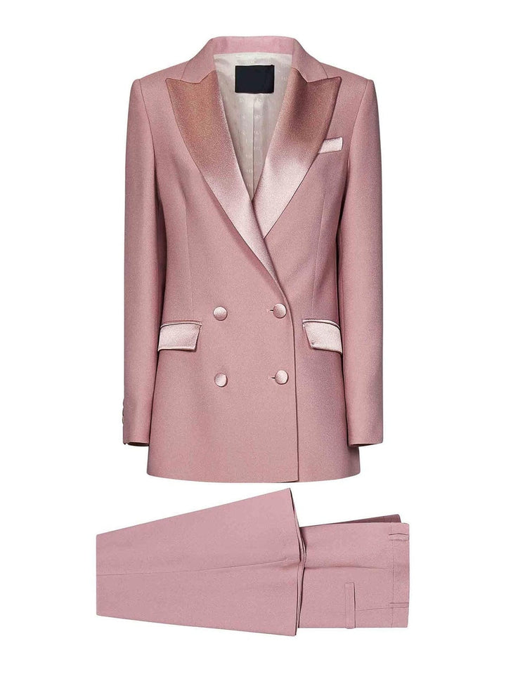 solovedress SoloveDress Women Lavender Double Breasted 2 Piece Suit with Peak Lapel