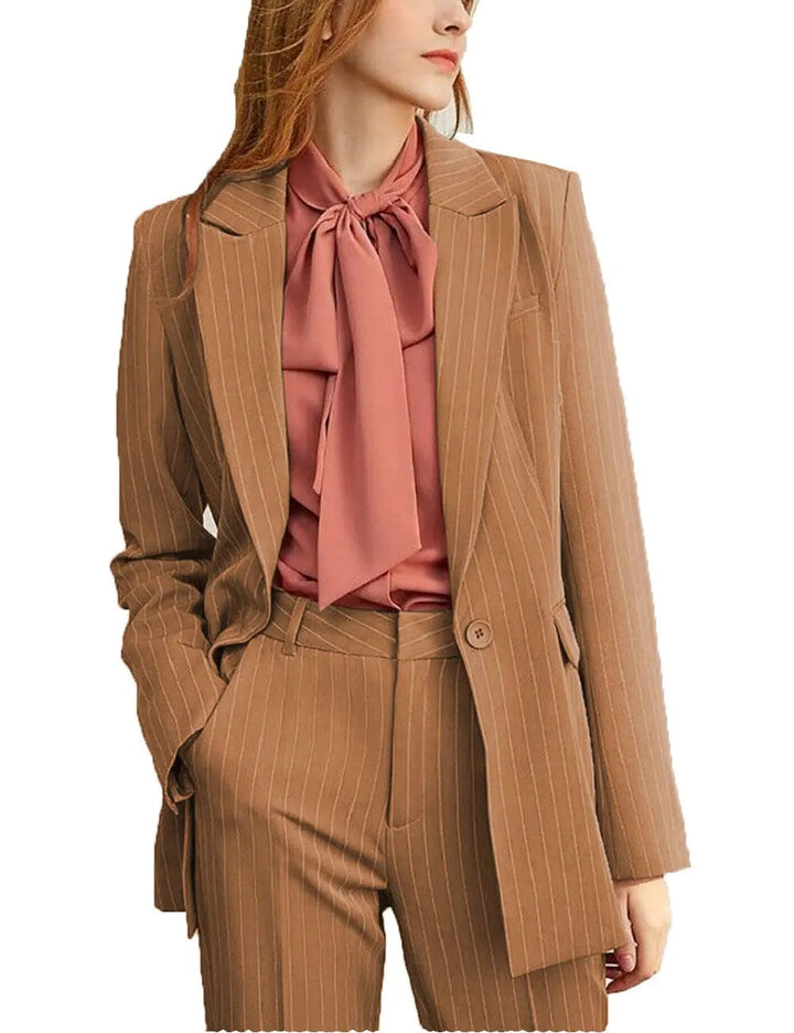 solovedress Striped Peak Lapel 2 Pieces Women Suit