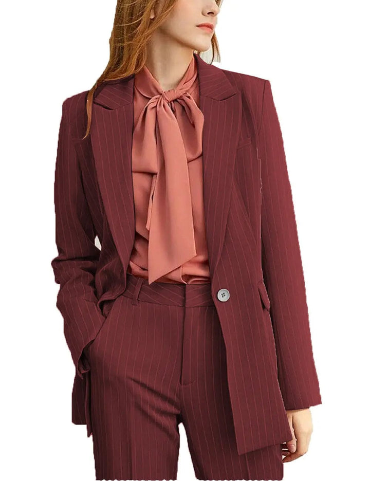 solovedress Striped Peak Lapel 2 Pieces Women Suit