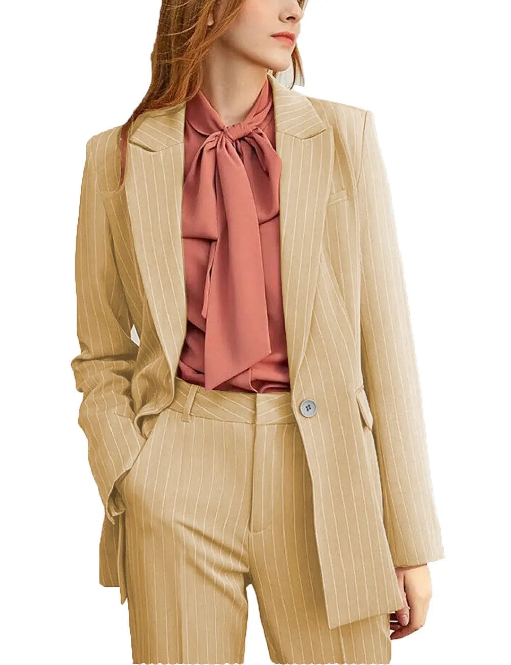 solovedress Striped Peak Lapel 2 Pieces Women Suit