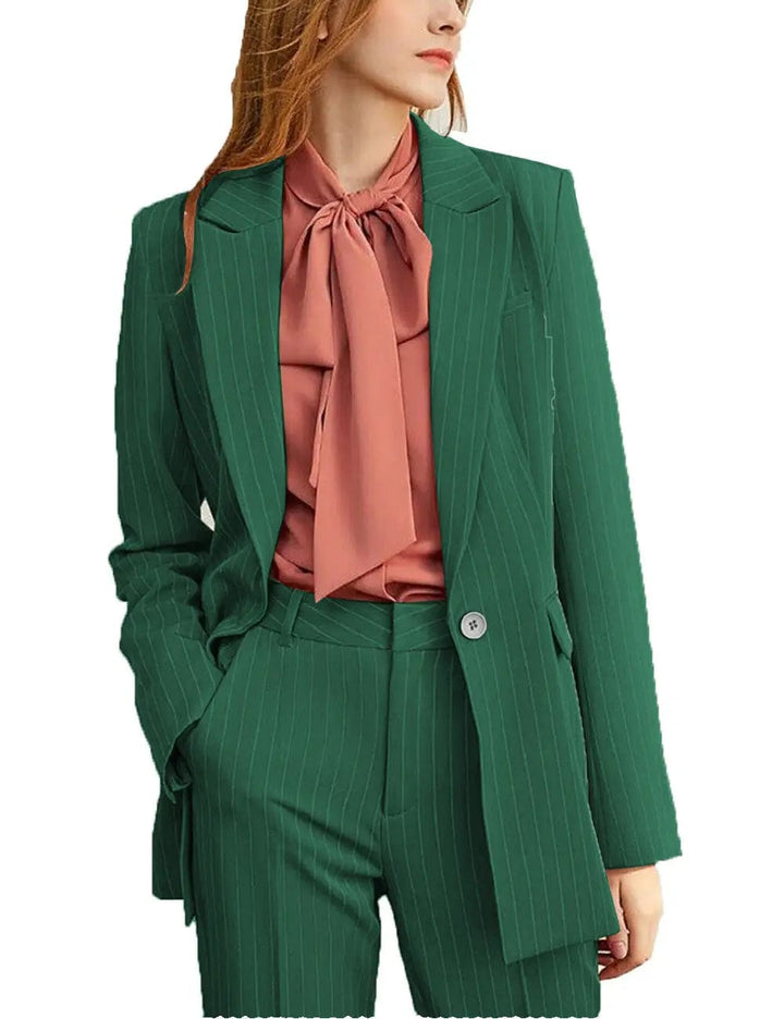 solovedress Striped Peak Lapel 2 Pieces Women Suit