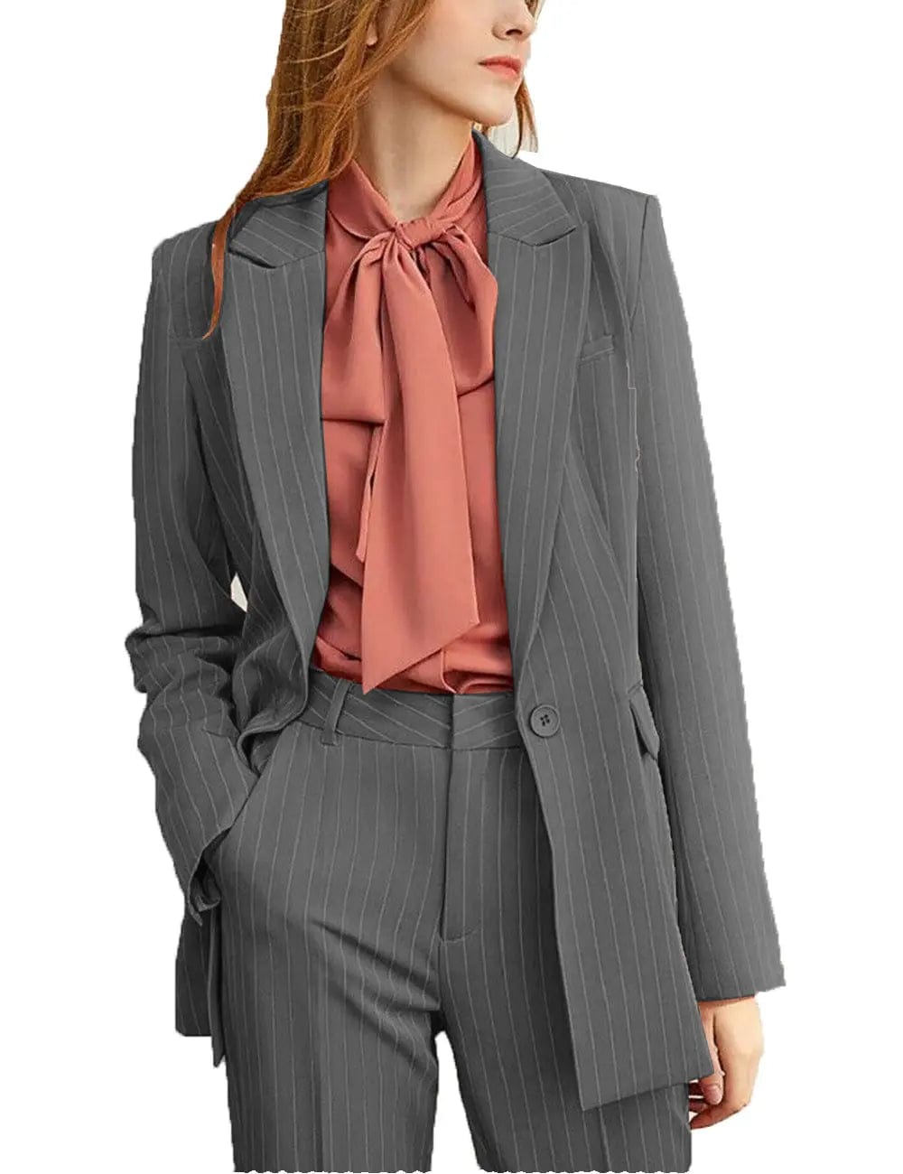 solovedress Striped Peak Lapel 2 Pieces Women Suit