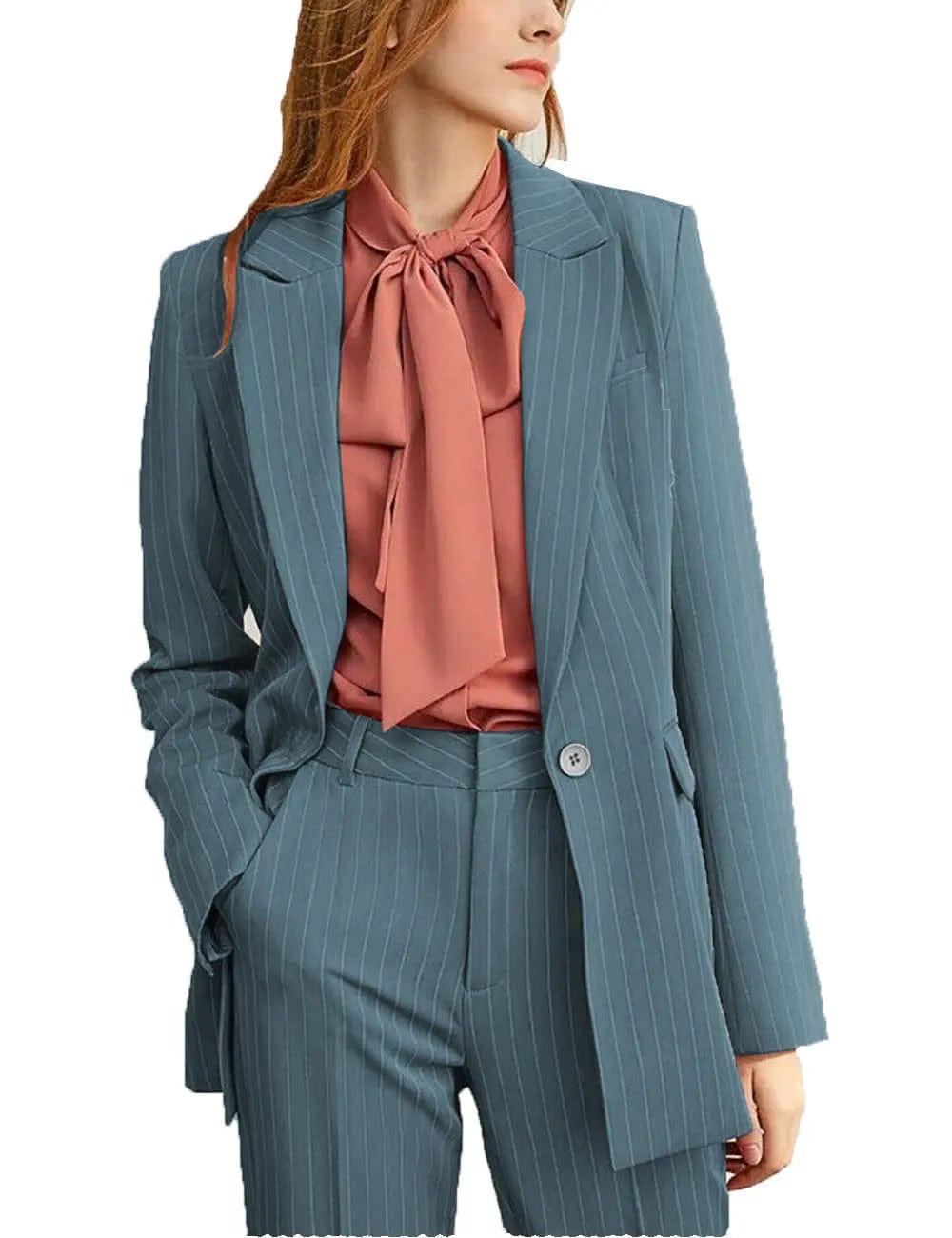 solovedress Striped Peak Lapel 2 Pieces Women Suit