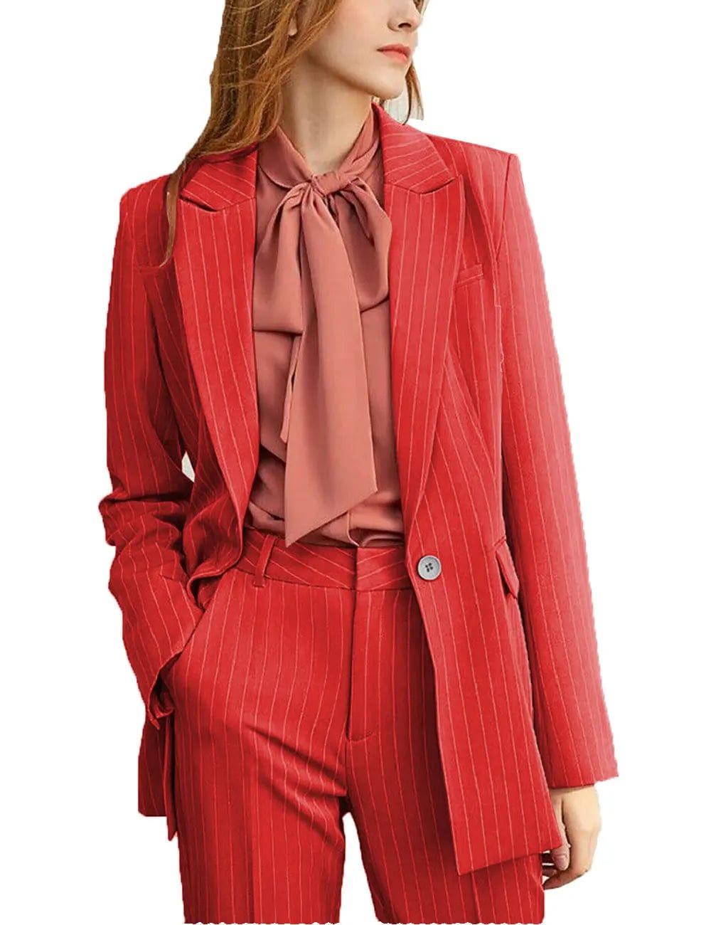 solovedress Striped Peak Lapel 2 Pieces Women Suit