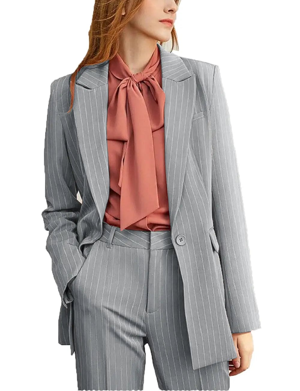 solovedress Striped Peak Lapel 2 Pieces Women Suit