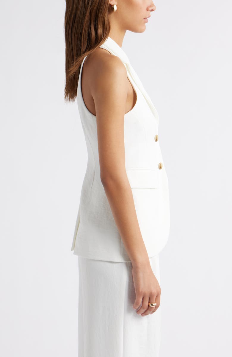 solovedress White 2 Piece Double Buttons Peak Lapel Casual Women's Suit Vest