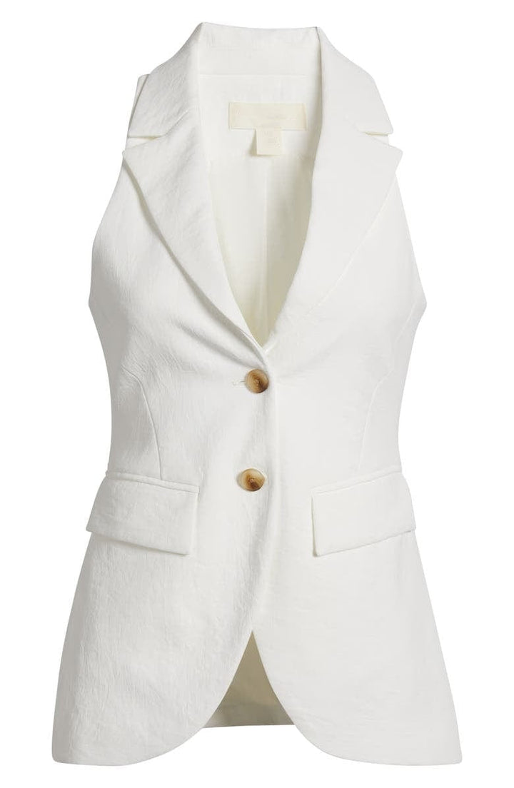 solovedress White 2 Piece Double Buttons Peak Lapel Casual Women's Suit Vest