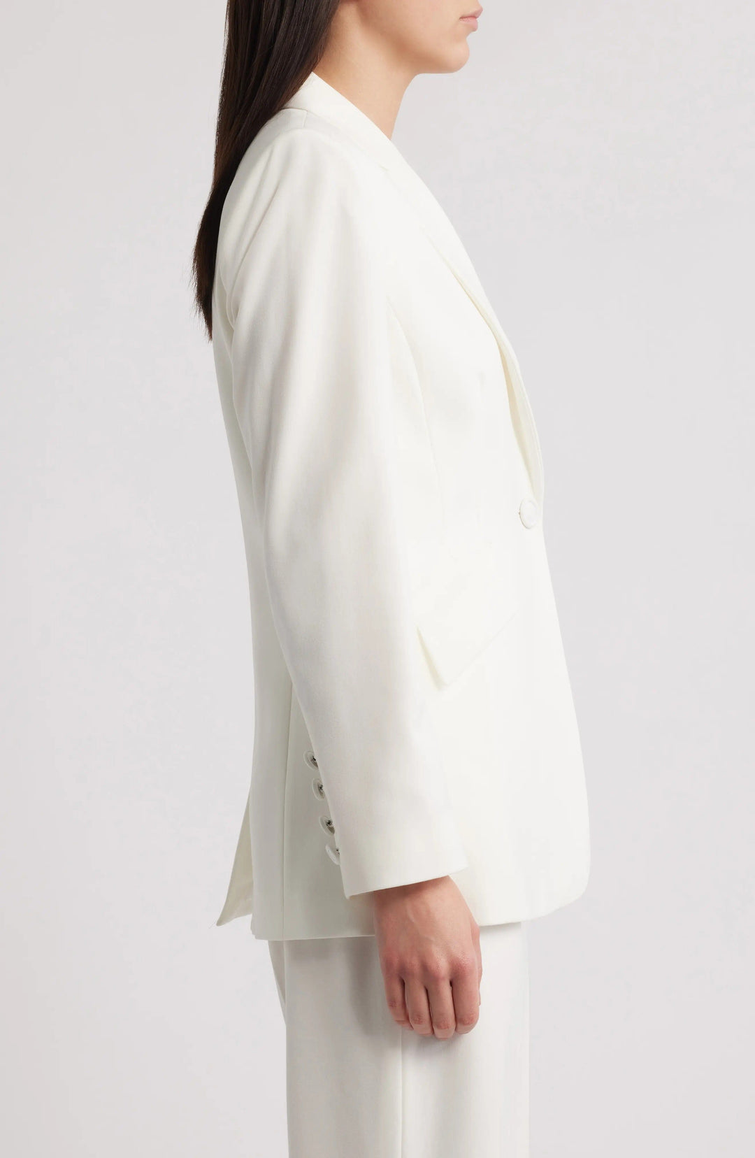 solovedress White 2 Piece Single Button Business Casual Slim Fit Women Suit (Blazer+Pants)