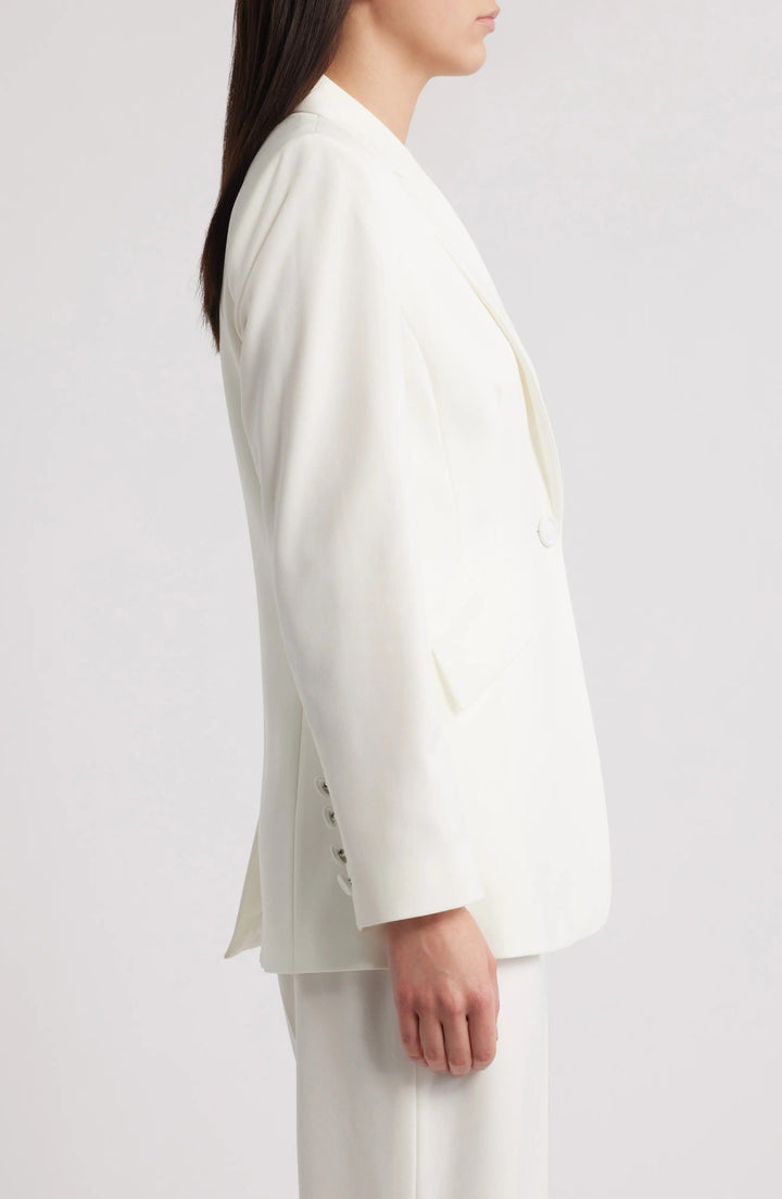 solovedress White 2 Piece Single Button Business Casual Slim Fit Women Suit (Blazer+Pants)