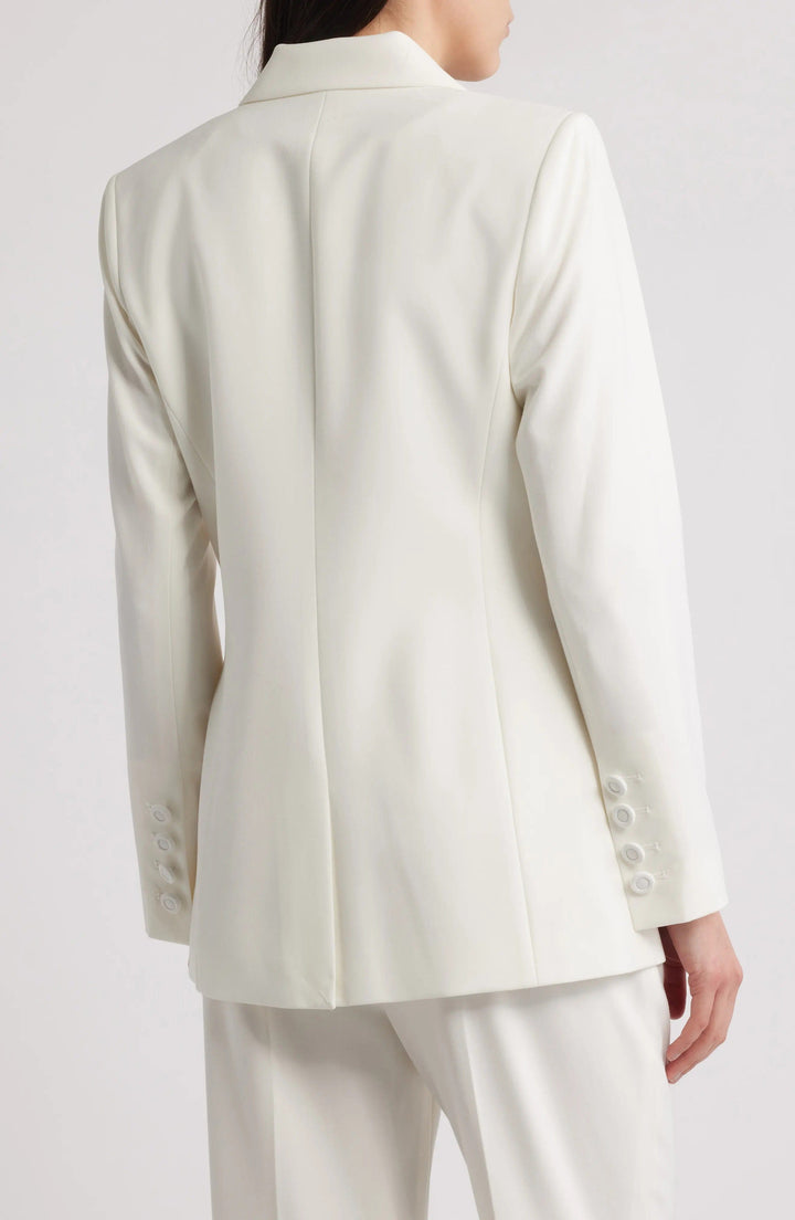 solovedress White 2 Piece Single Button Business Casual Slim Fit Women Suit (Blazer+Pants)