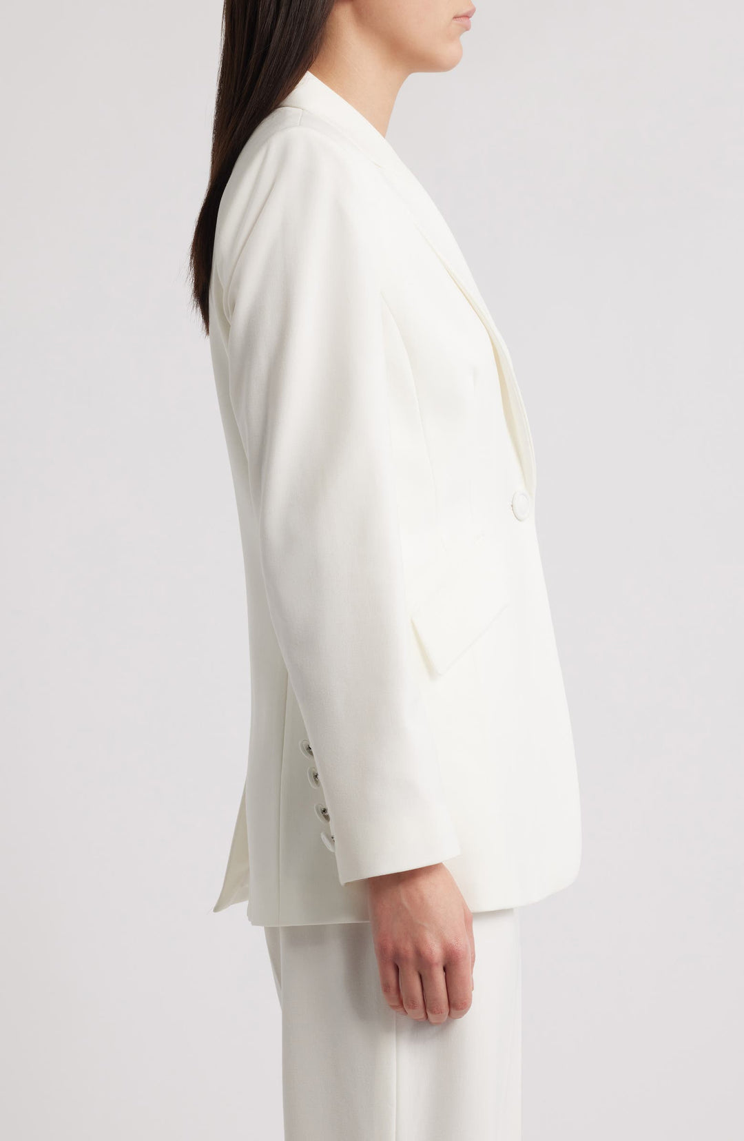 solovedress White 2 Piece Single Button Peak Lapel Business Casual Slim Fit Women Suit