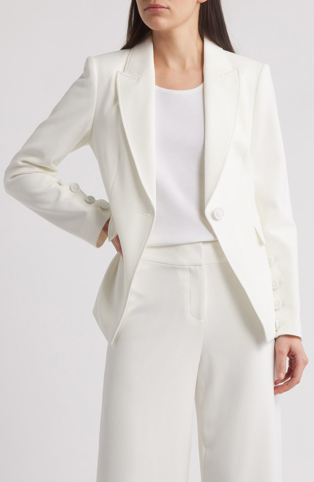 solovedress White 2 Piece  Single Buttons Business Casual Slim fit Women's Suit