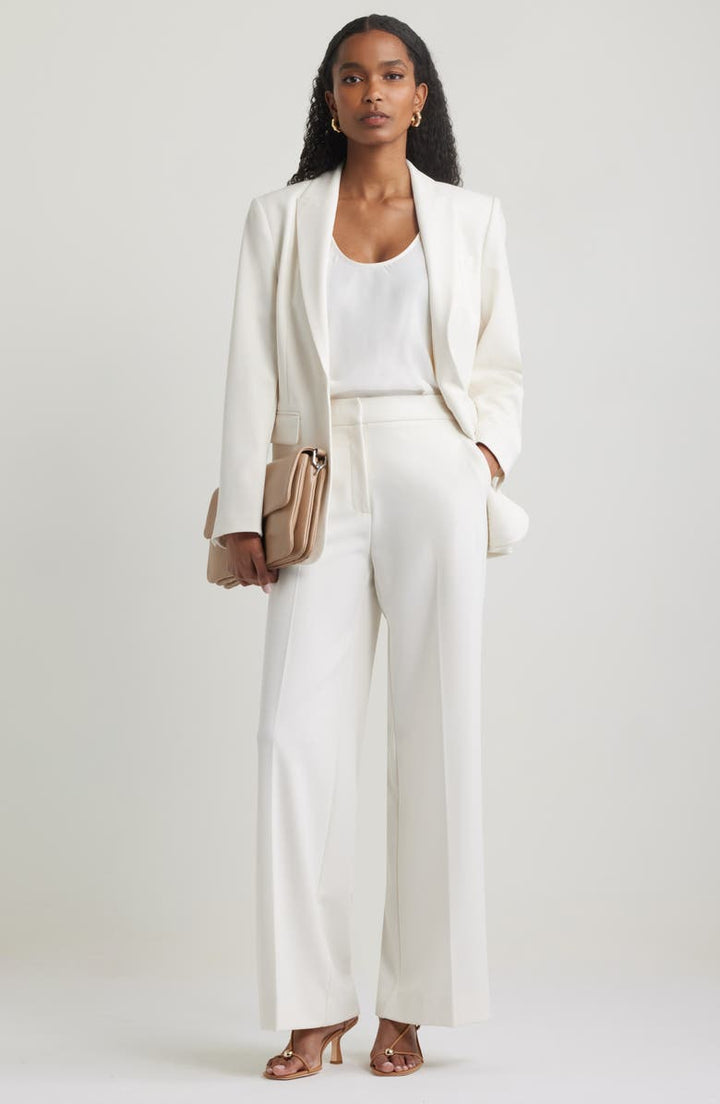 solovedress White 2 Piece Single Buttons Business Casual Women Suit Wedding Banquet Dresses