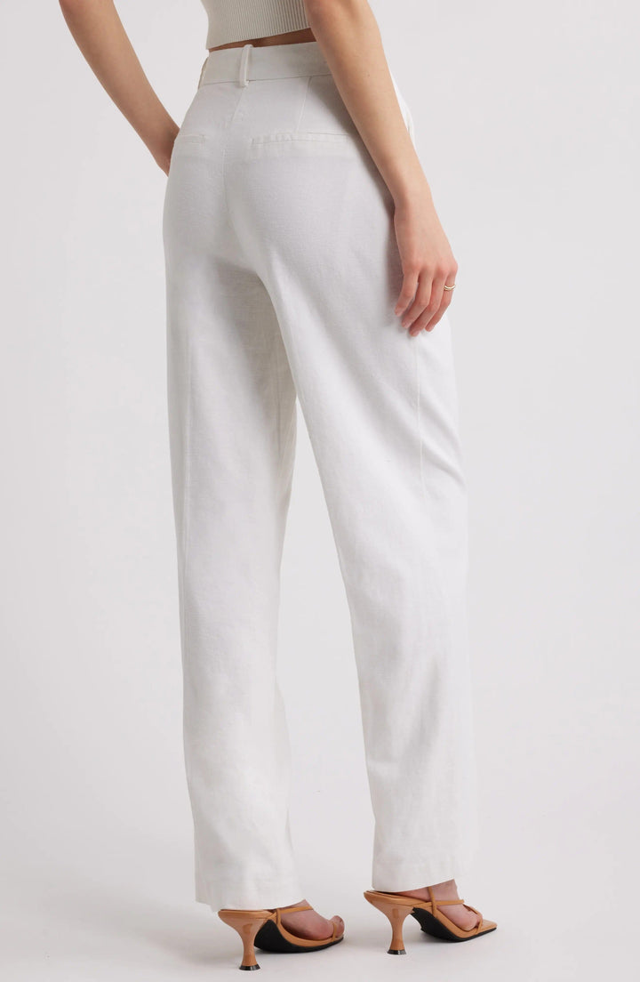 solovedress White Linen Casual Slim Fit Trouser
