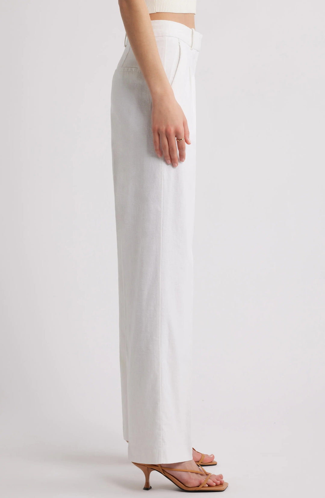 solovedress White Linen Casual Slim Fit Trouser