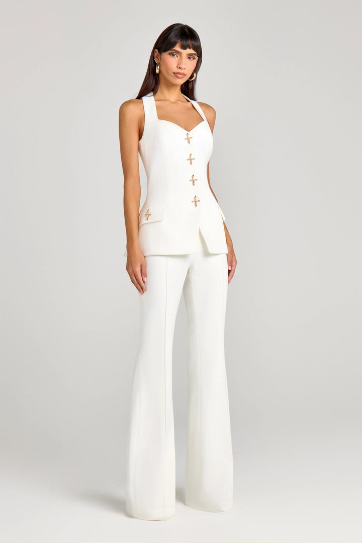 solovedress White Single Breasted Casual Women Waistcoat