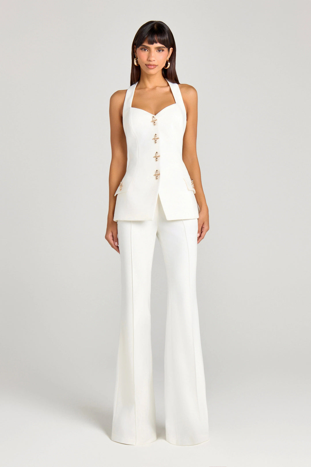 solovedress White Single Breasted Casual Women Waistcoat