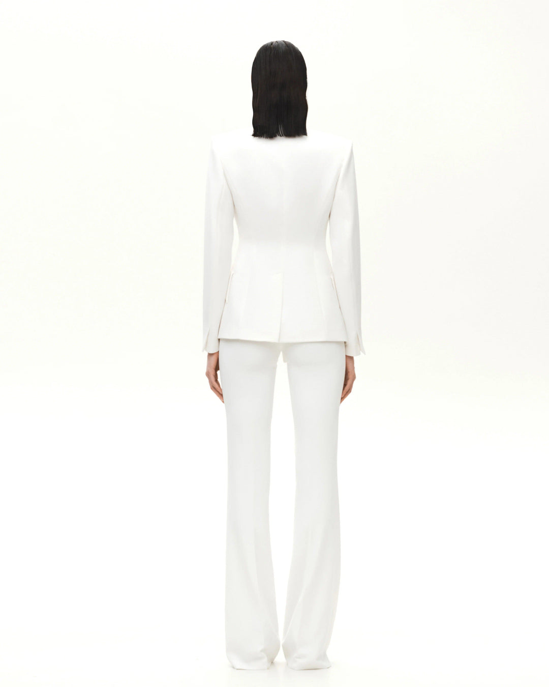 solovedress White Women’s Two-Piece Suit Set (Blazer + Pants)