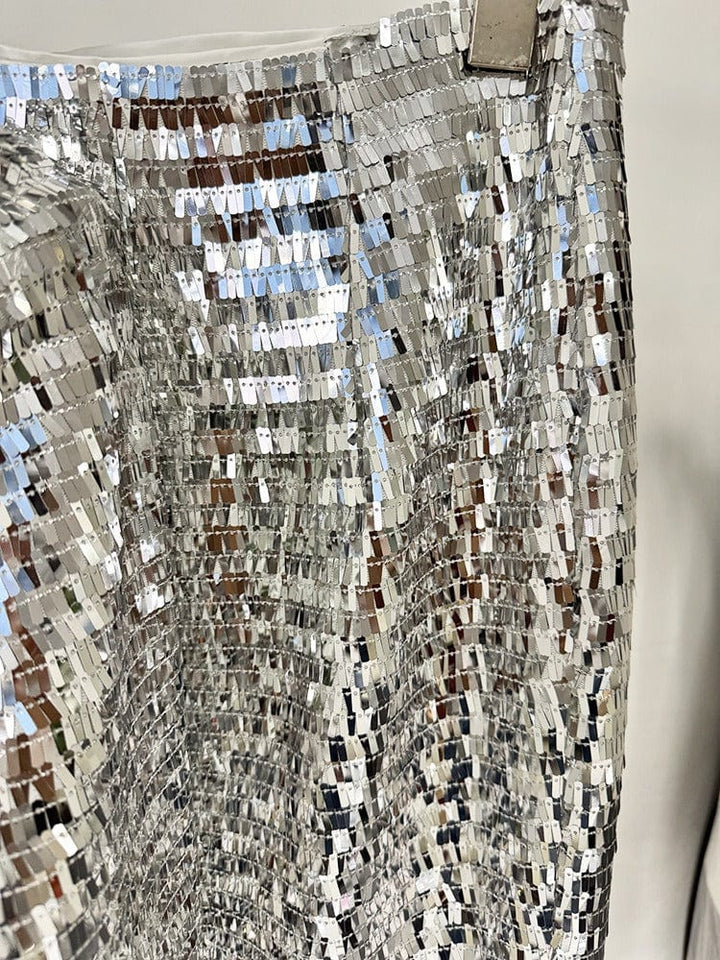 solovedress Women's Fashionable Single Buttons Mesh Sequined Two-Piece Suit