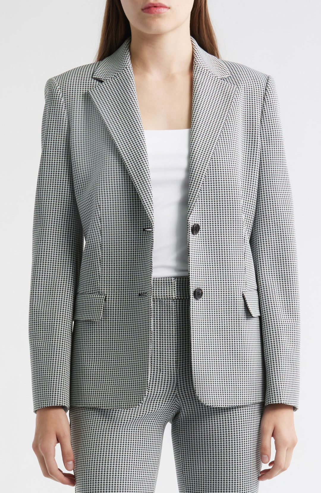 solovedress Women's Grey Mini Houndstooth 2-Piece Suit - Blazer & Pants