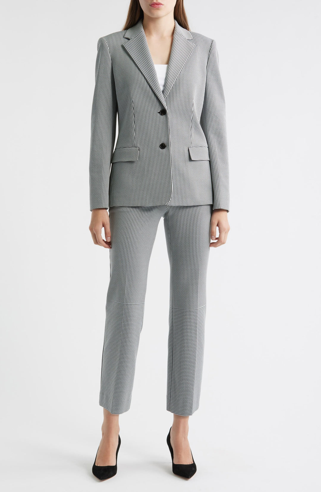 solovedress Women's Grey Mini Houndstooth 2-Piece Suit - Blazer & Pants