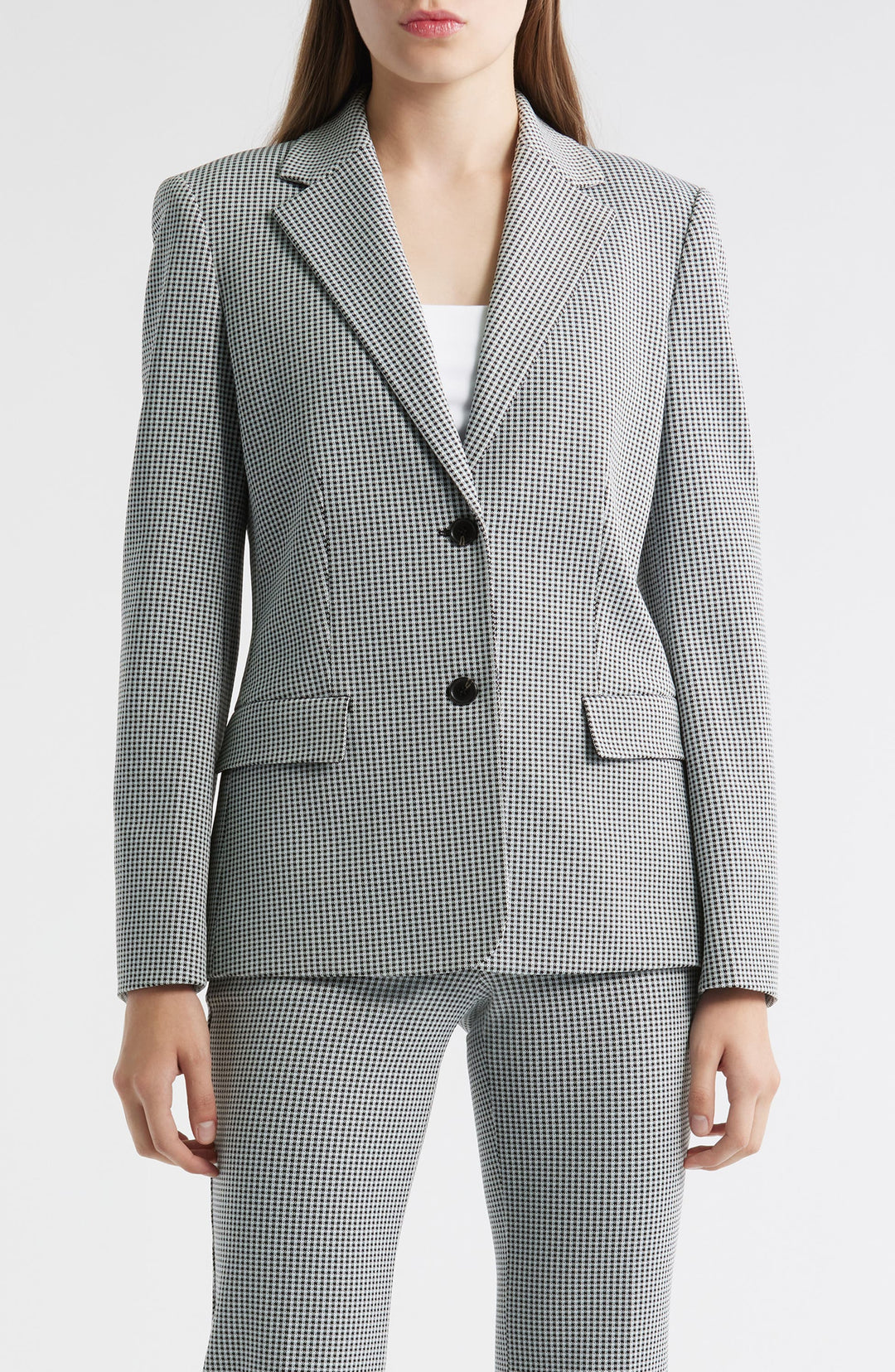 solovedress Women's Grey Mini Houndstooth 2-Piece Suit - Blazer & Pants
