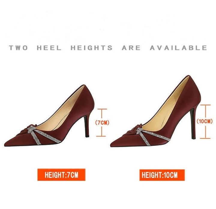 solovedress Women’s Pointed Toe Crystal Bow Stiletto Heels – Available in 7 cm & 10 cm