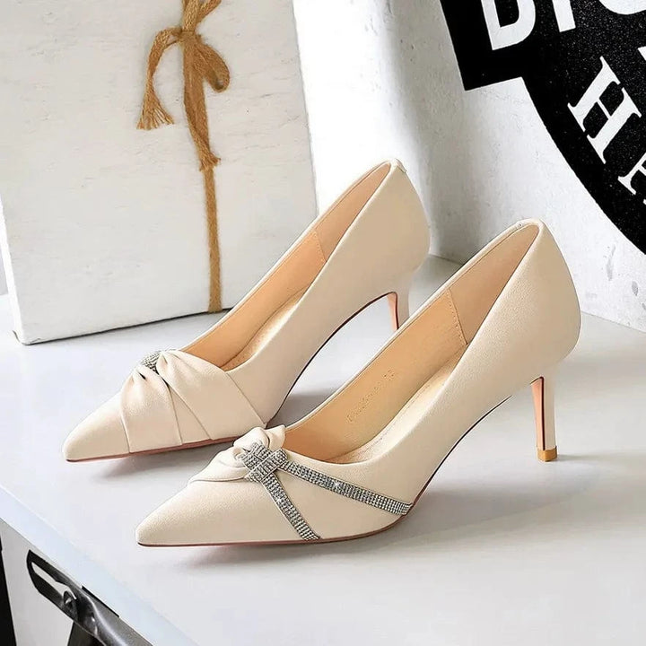 solovedress Women’s Pointed Toe Crystal Bow Stiletto Heels – Available in 7 cm & 10 cm