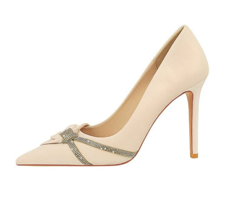 solovedress Women’s Pointed Toe Crystal Bow Stiletto Heels – Available in 7 cm & 10 cm