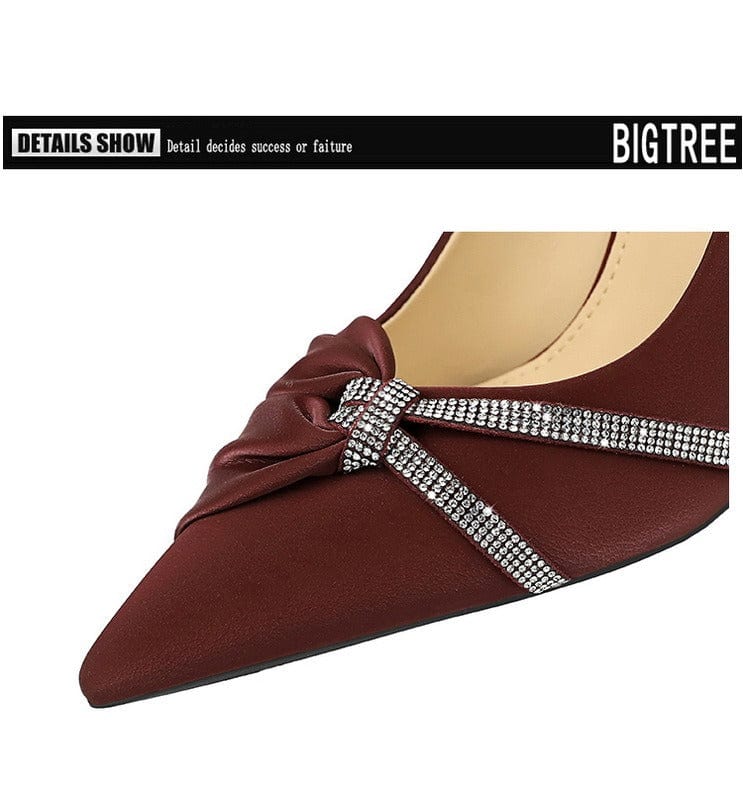 solovedress Women’s Pointed Toe Crystal Bow Stiletto Heels – Available in 7 cm & 10 cm