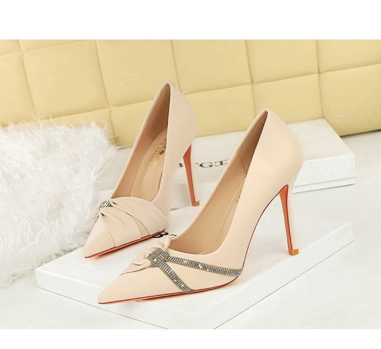 solovedress Women’s Pointed Toe Crystal Bow Stiletto Heels – Available in 7 cm & 10 cm