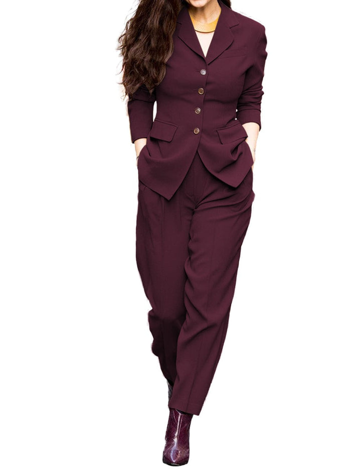solovedress Women's Suit 2 Piece Fashionable Slim Jacket(Blazer+Pants)