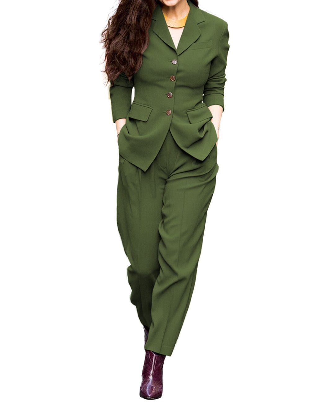 solovedress Women's Suit 2 Piece Fashionable Slim Jacket(Blazer+Pants)