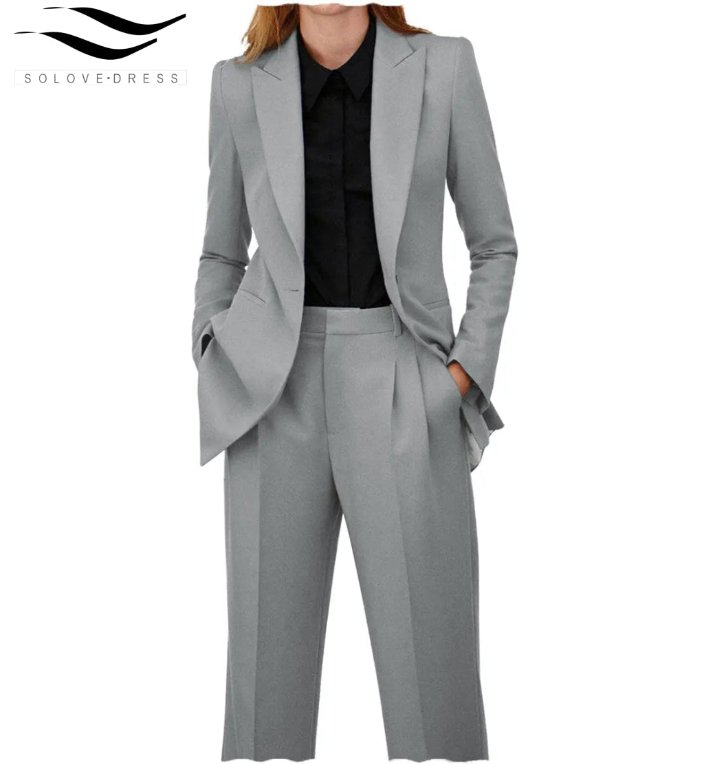 solovedress Women Suit 2 Piece Peak Lapel Blazer