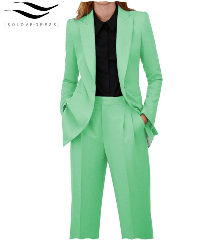 solovedress Women Suit 2 Piece Peak Lapel Blazer