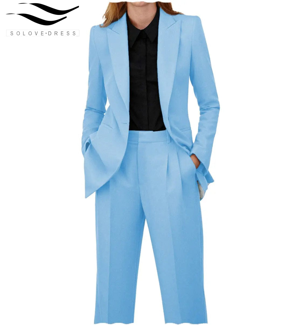 solovedress Women Suit 2 Piece Peak Lapel Blazer