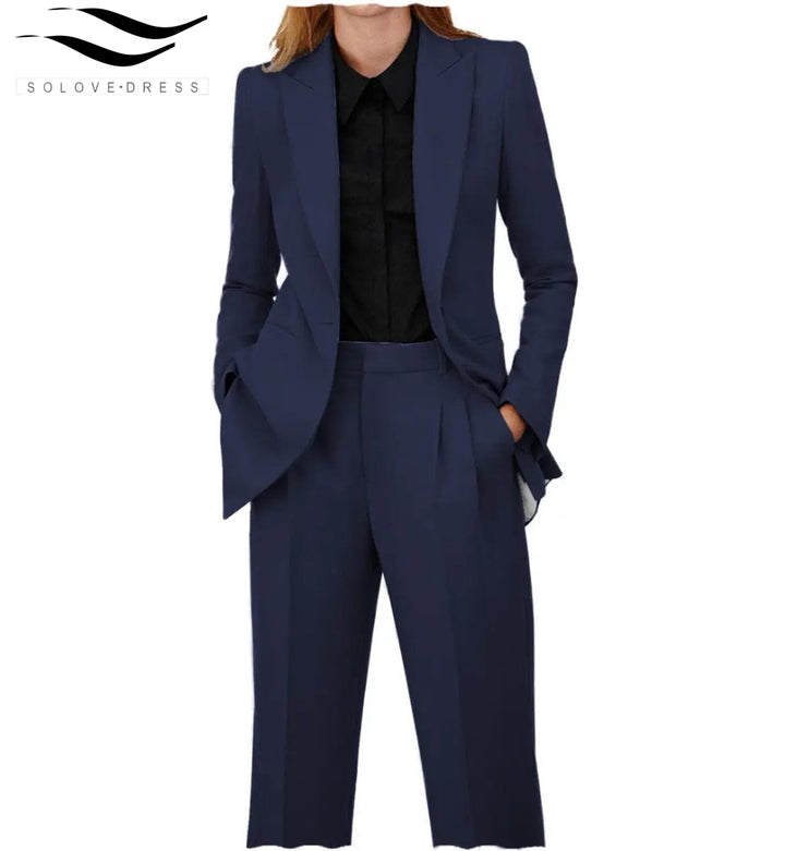 solovedress Women Suit 2 Piece Peak Lapel Blazer