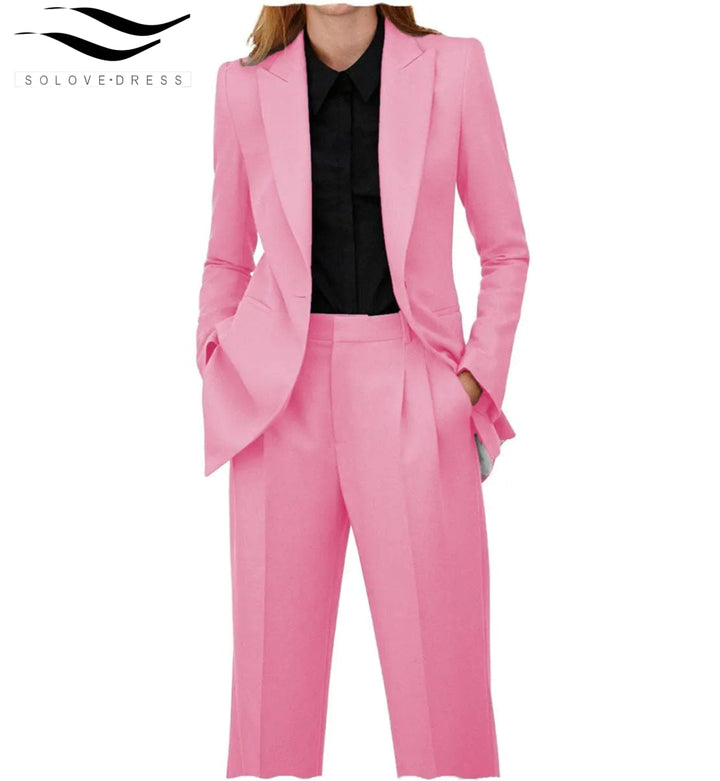 solovedress Women Suit 2 Piece Peak Lapel Blazer