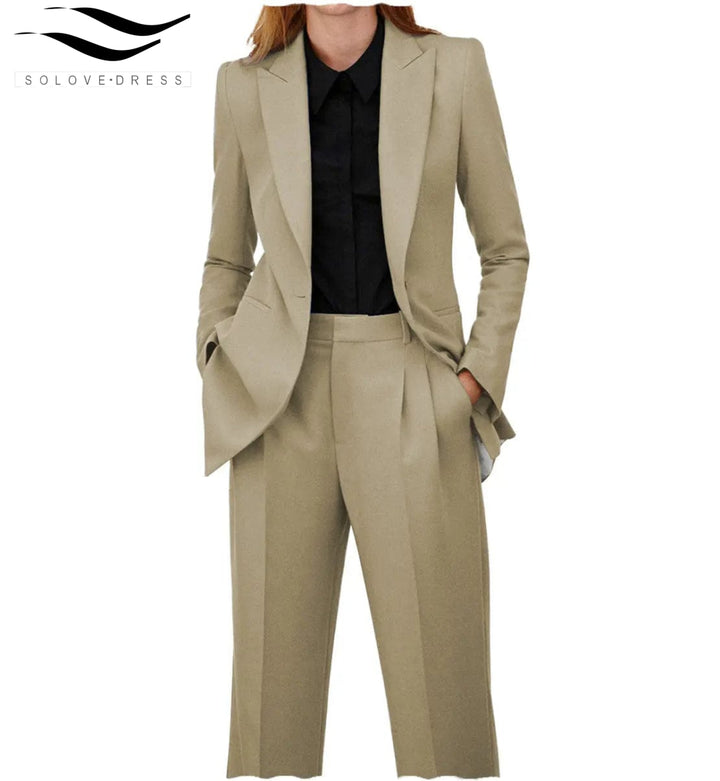 solovedress Women Suit 2 Piece Peak Lapel Blazer