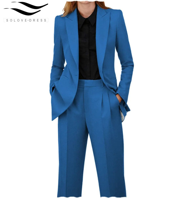 solovedress Women Suit 2 Piece Peak Lapel Blazer
