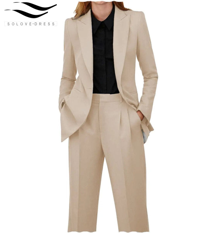 solovedress Women Suit 2 Piece Peak Lapel Blazer