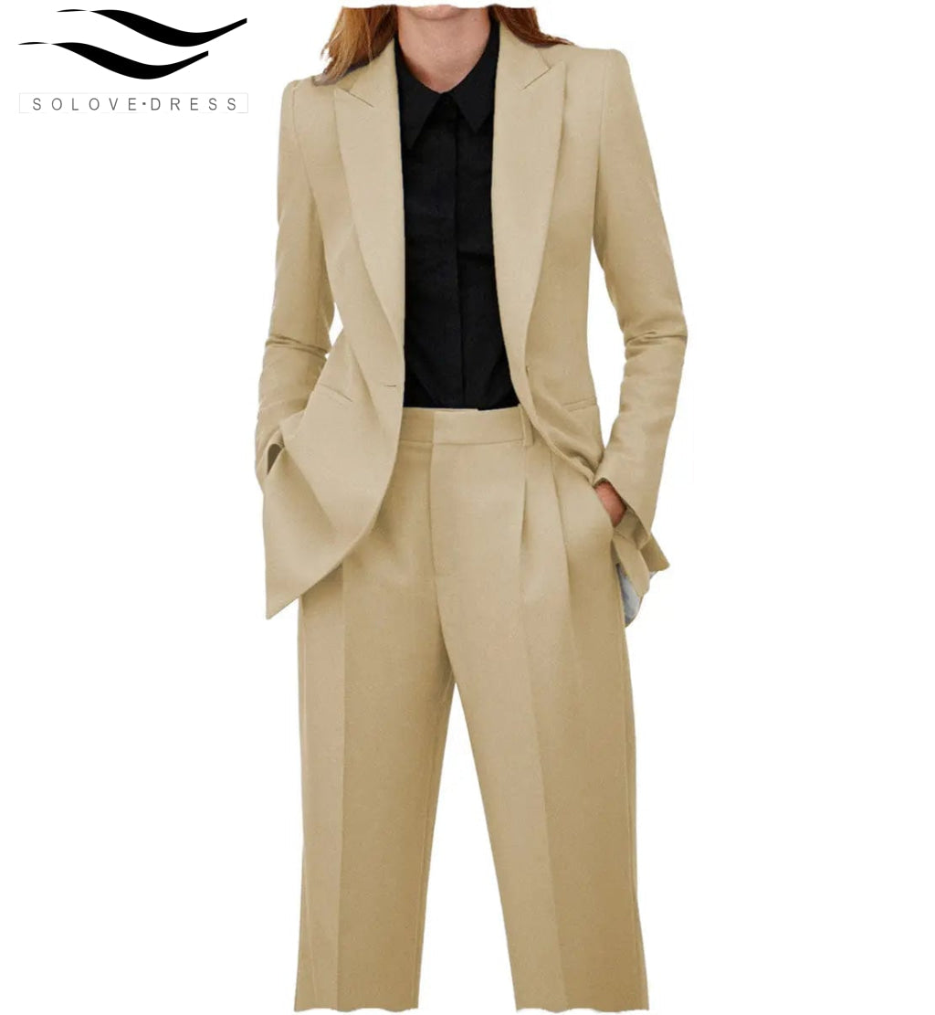 solovedress Women Suit 2 Piece Peak Lapel Blazer