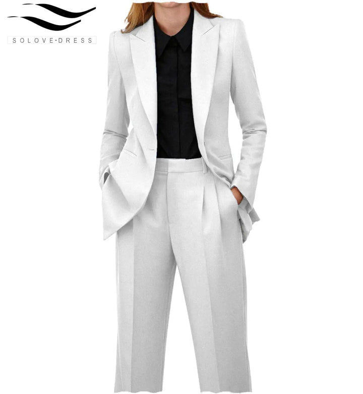 solovedress Women Suit 2 Piece Peak Lapel Blazer