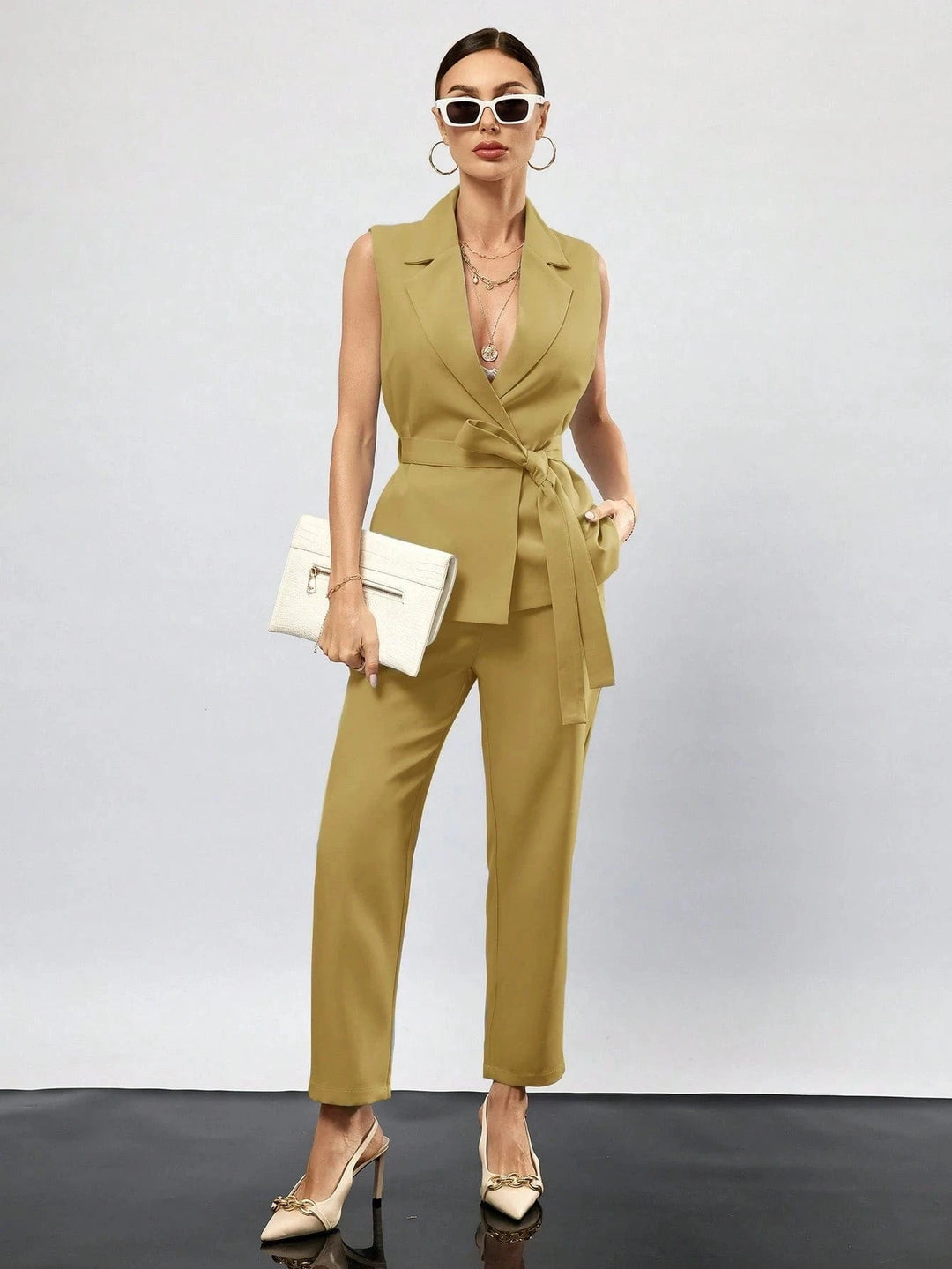 solovedress Yellow 2 Piece Summer Single Button Casual Slim Fit Women Suit