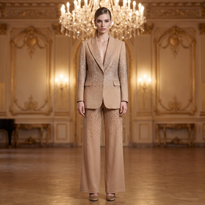 SoloveDress Diamond Hidden Botton Suits Women&